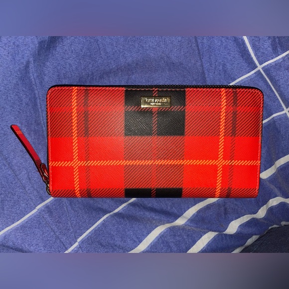 Kate Spade Newbury Lane Printed Plaid Large Wallet - Picture 1 of 9